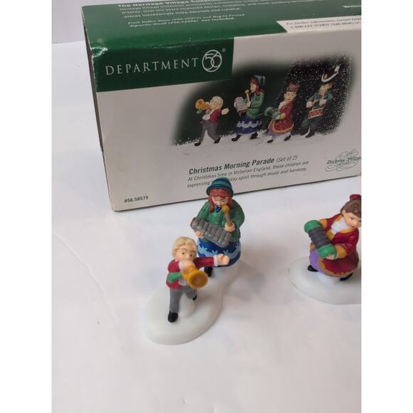 Department 56 Christmas Morning Parade 58575 Dickens Village Set Of 2 With Box - Picture 2 of 7